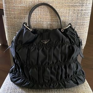 Ruched Vinyl Prada Handbag